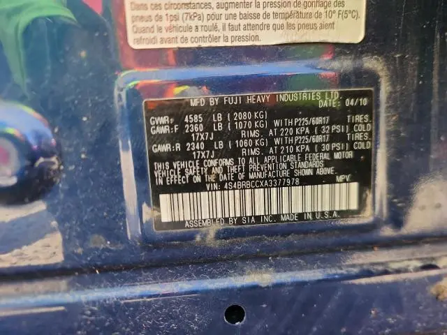 2010 SUBARU OUTBACK 2.5I PREMIUM  