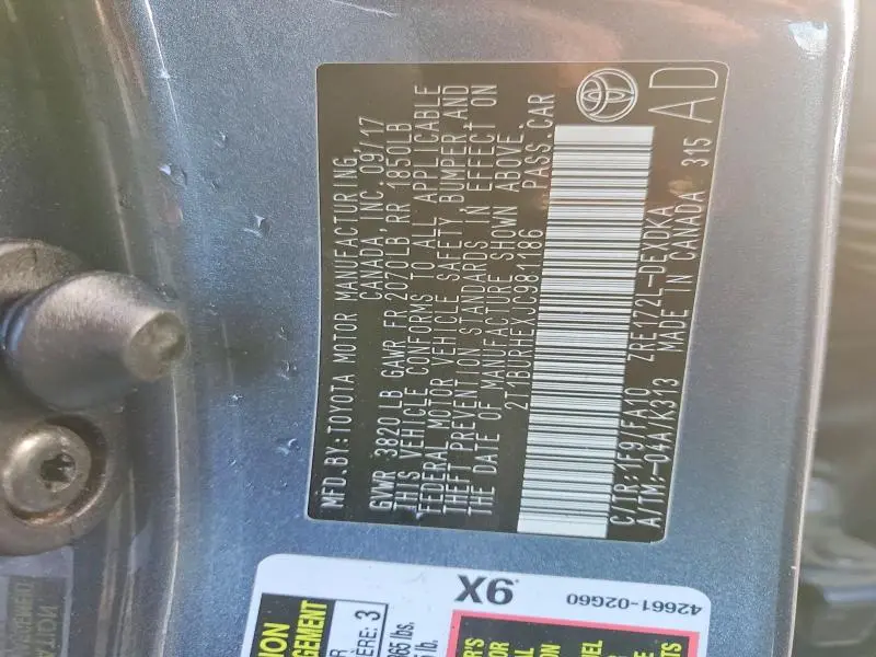 2018 TOYOTA COROLLA L  