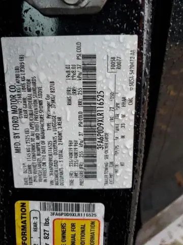 2020 FORD FUSION TITANIUM  