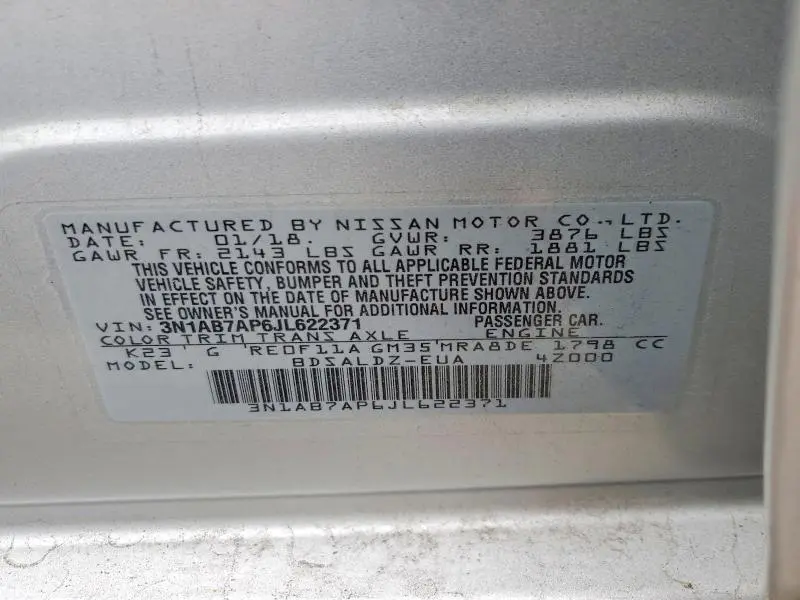 2018 NISSAN SENTRA S  