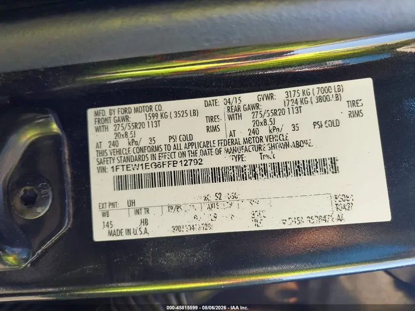 2015 FORD F-150 LARIAT