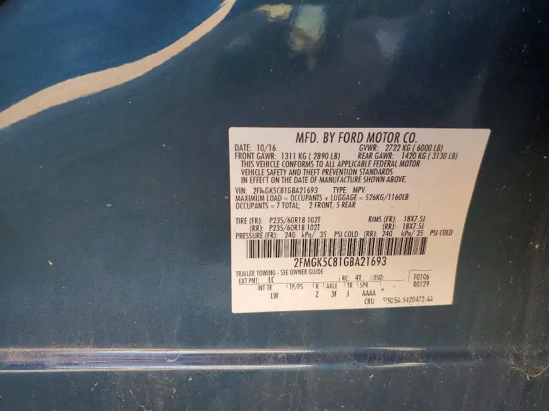 2016 FORD FLEX SEL  