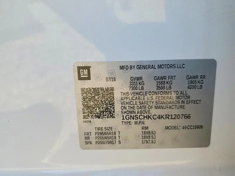 2019 CHEVROLET SUBURBAN C1500 LT  