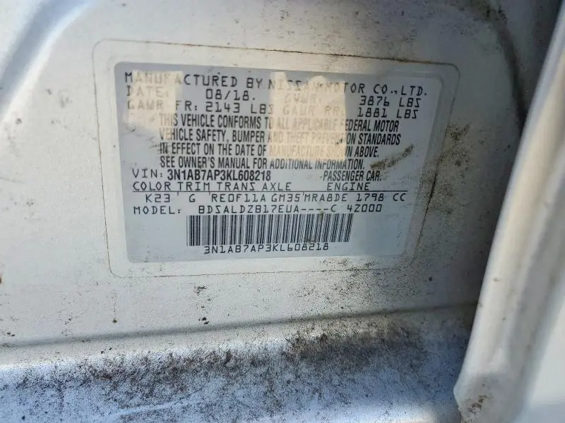 2019 NISSAN SENTRA SV  