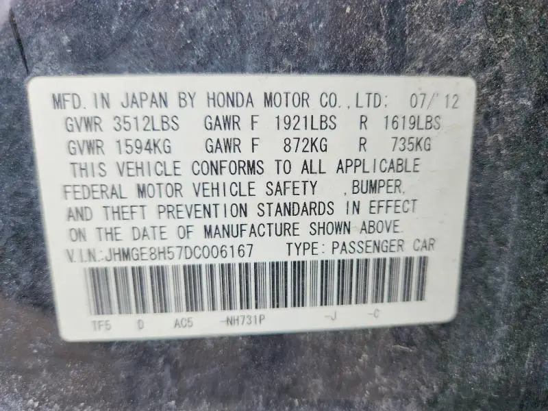 2013 HONDA FIT SPORT  