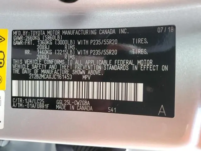 2018 LEXUS RX 350 BASE  