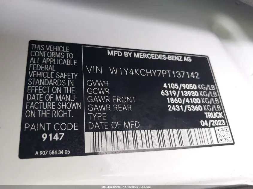 2023 MERCEDES-BENZ SPRINTER 2500 HIGH ROOF 4-CYL DIESEL