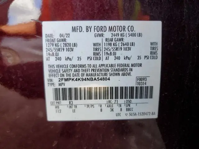 2022 FORD EDGE TITANIUM  