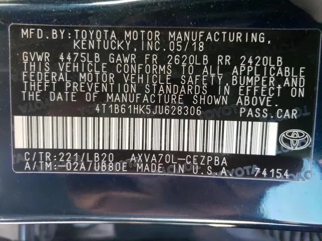 2018 TOYOTA CAMRY XSE