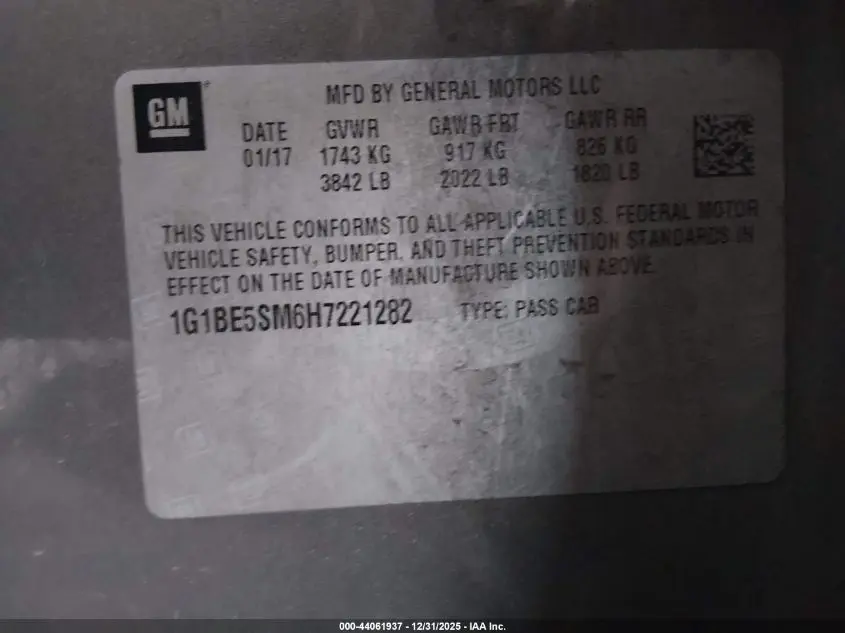 2017 CHEVROLET CRUZE LT AUTO