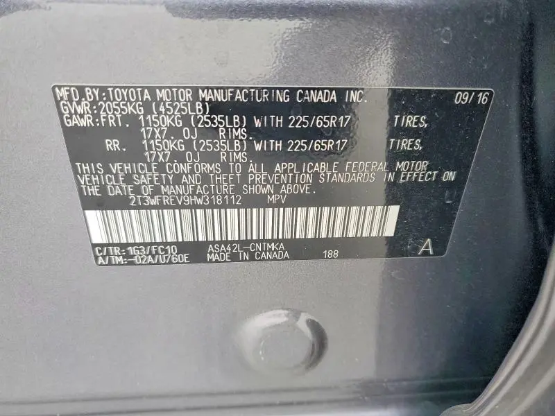 2017 TOYOTA RAV4 XLE  