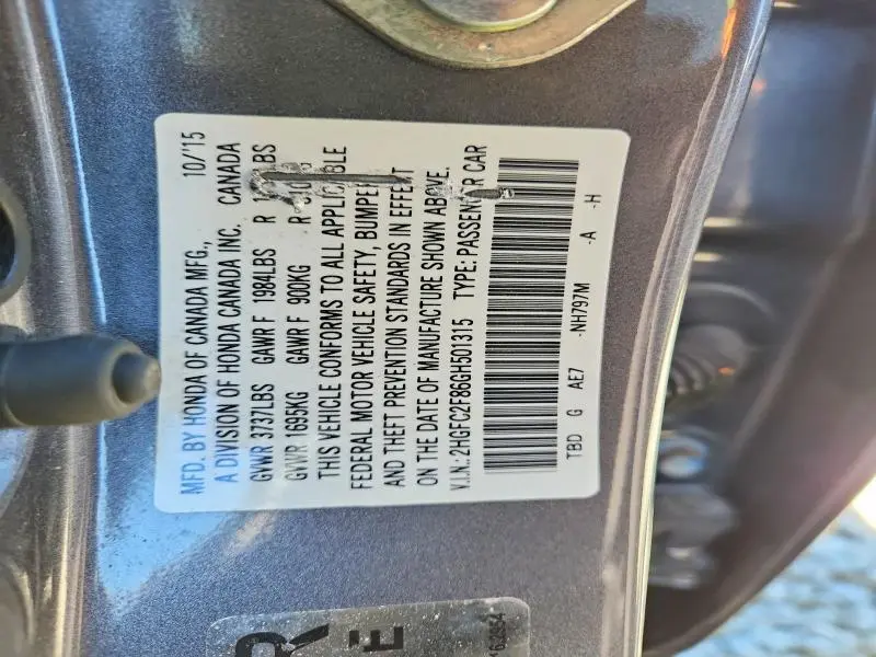 2016 HONDA CIVIC EX  