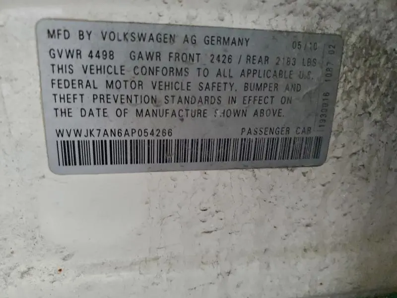 2010 VOLKSWAGEN PASSAT KOMFORT  