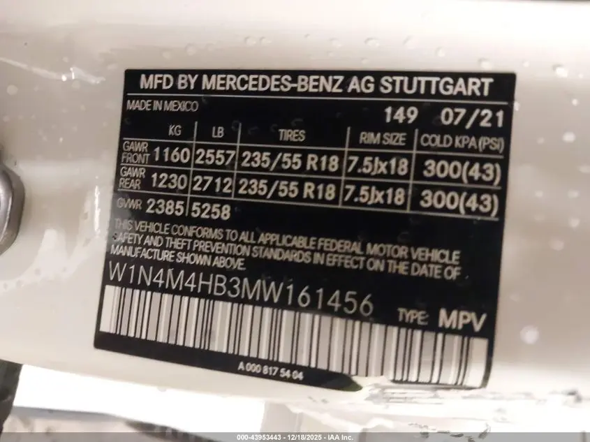 2021 MERCEDES-BENZ GLB 250 4MATIC