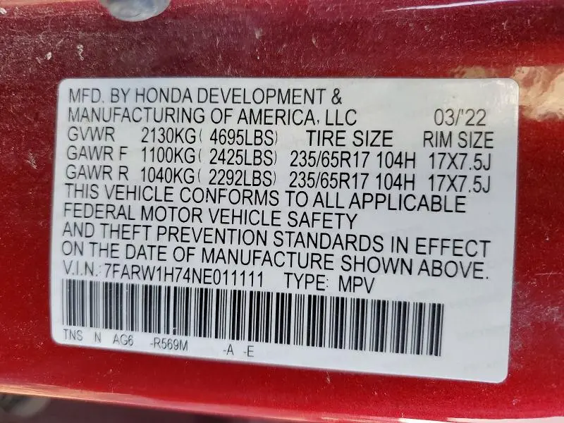 2022 HONDA CR-V SE  