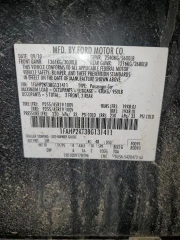 2011 FORD TAURUS SHO