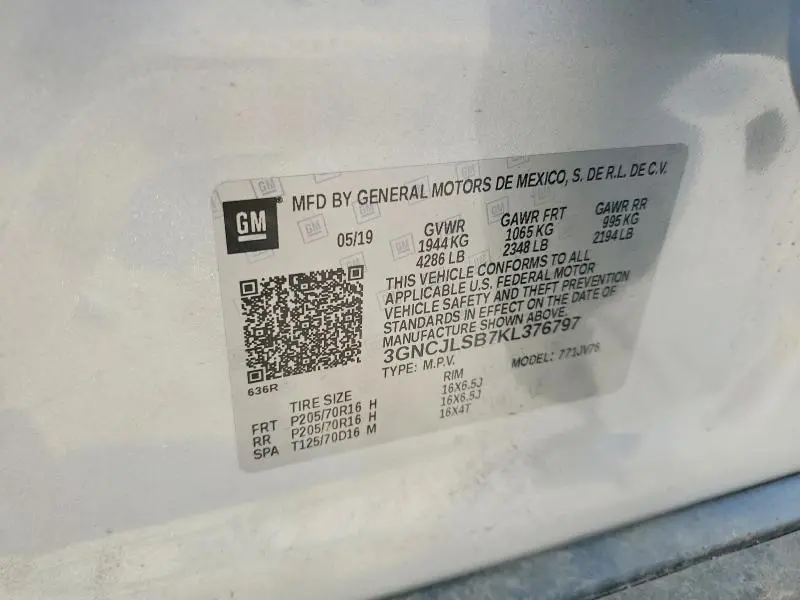 2019 CHEVROLET TRAX   