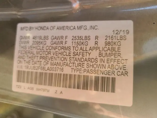 2020 ACURA TLX TECHNOLOGY  