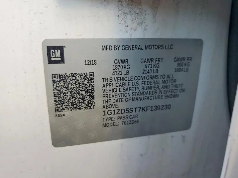 2019 CHEVROLET MALIBU LT  