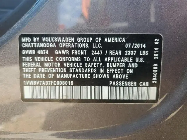 2015 VOLKSWAGEN PASSAT SE  
