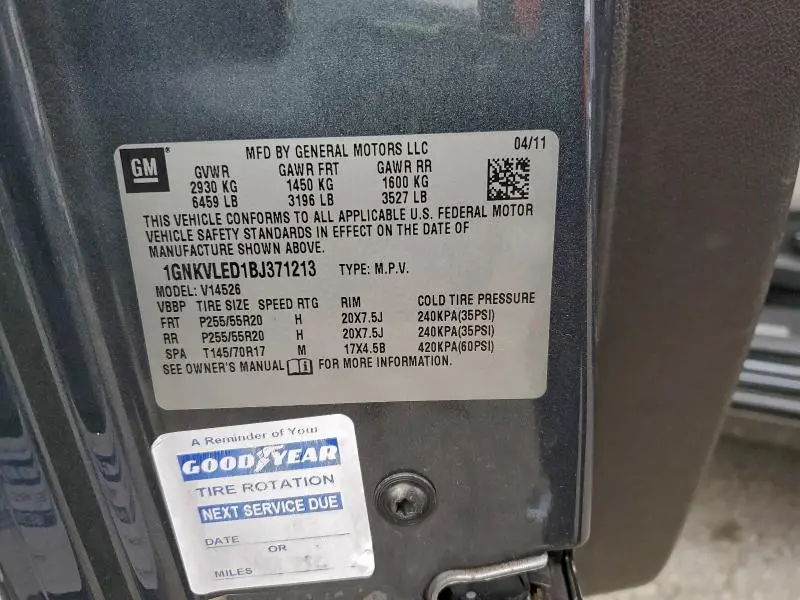 2011 CHEVROLET TRAVERSE LTZ  