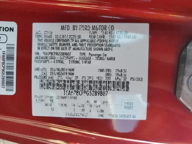 2016 FORD MUSTANG GT  