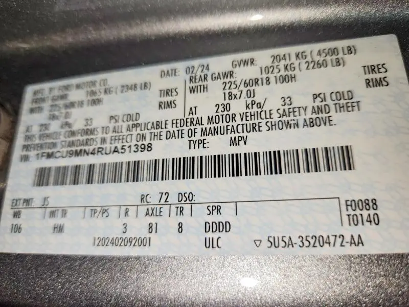 2024 FORD ESCAPE ST LINE  