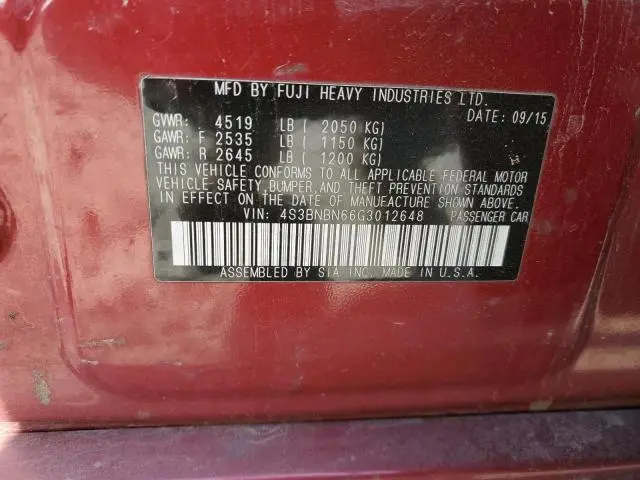 2016 SUBARU LEGACY 2.5I LIMITED  