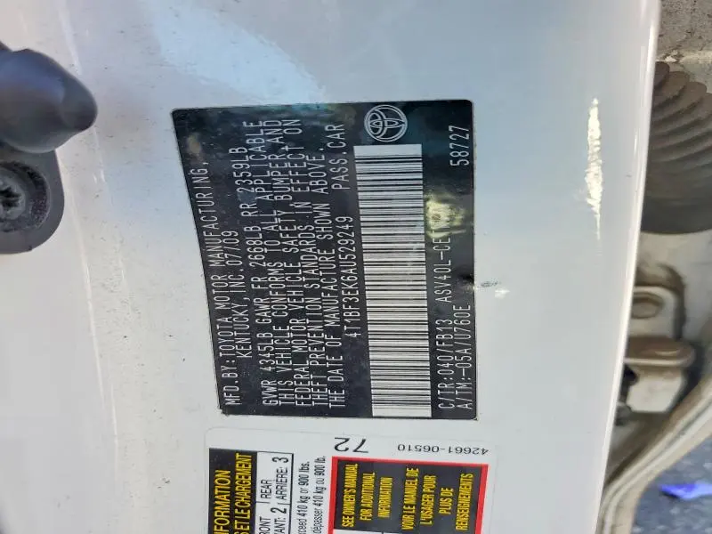 2010 TOYOTA CAMRY BASE  