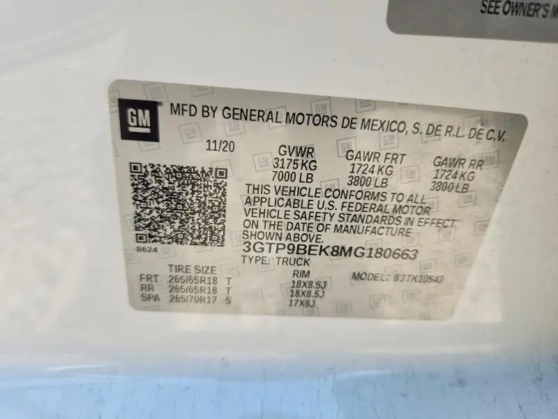 2021 GMC SIERRA K1500 SLE  