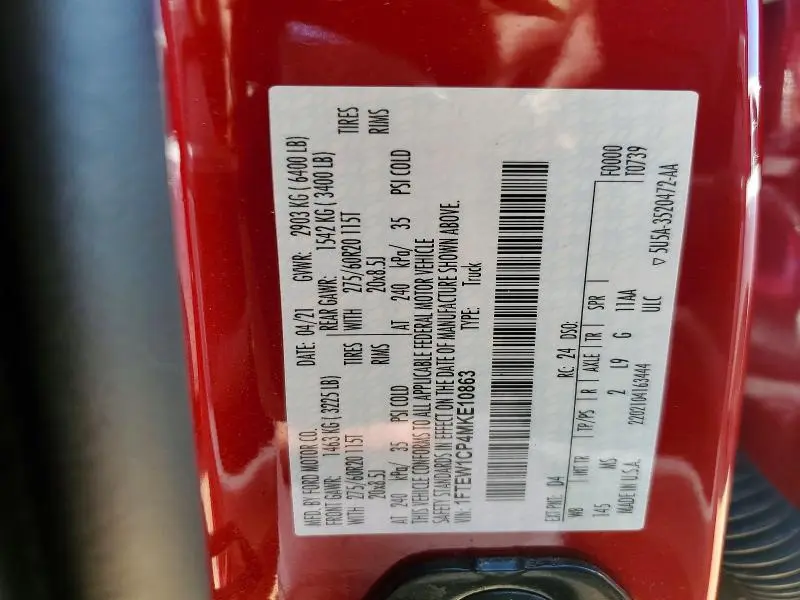 2021 FORD F150 SUPERCREW  