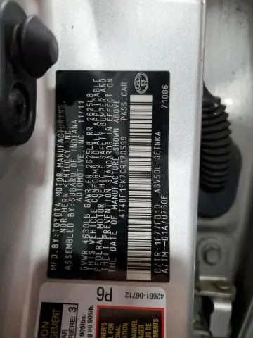 2012 TOYOTA CAMRY BASE  