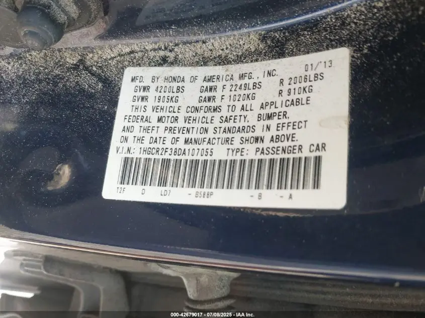 2013 HONDA ACCORD LX