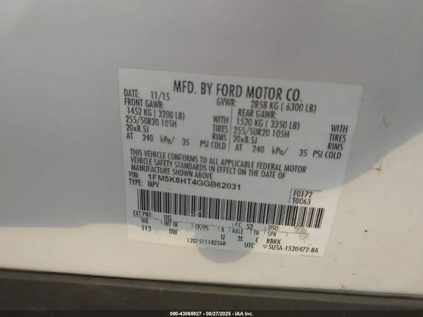 2016 FORD EXPLORER PLATINUM