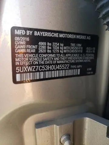 2017 BMW X3 SDRIVE28I  