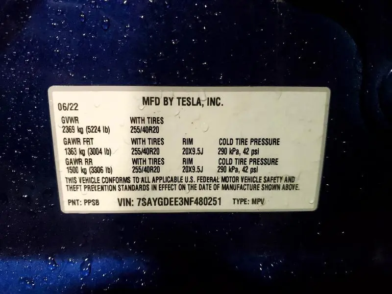 2022 TESLA MODEL Y   