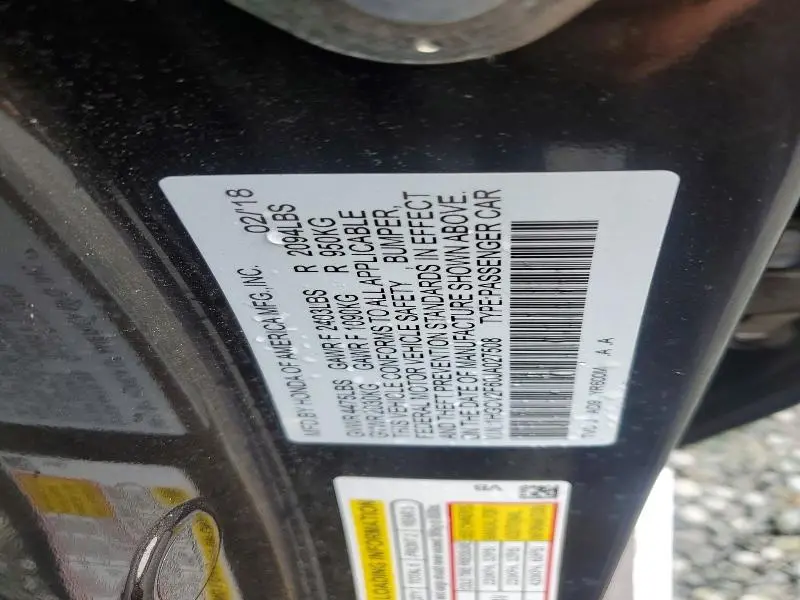 2018 HONDA ACCORD EXL  