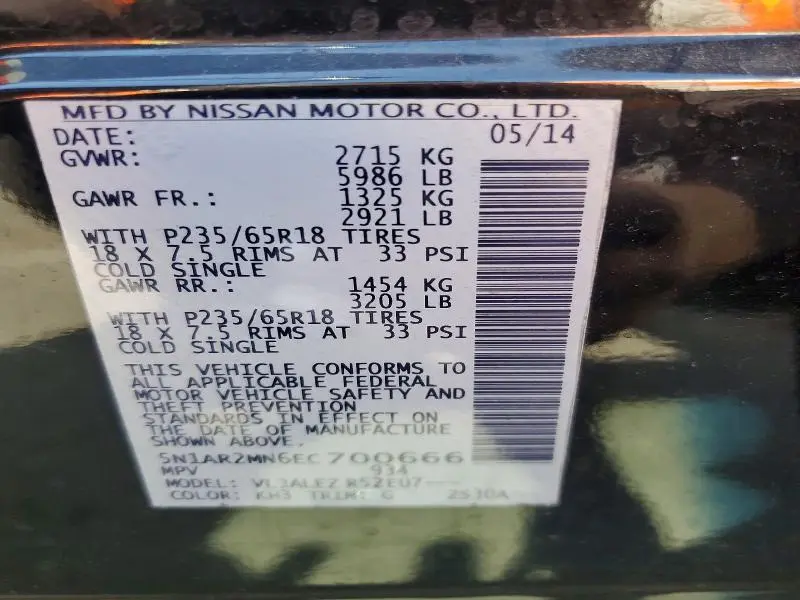2014 NISSAN PATHFINDER SV  