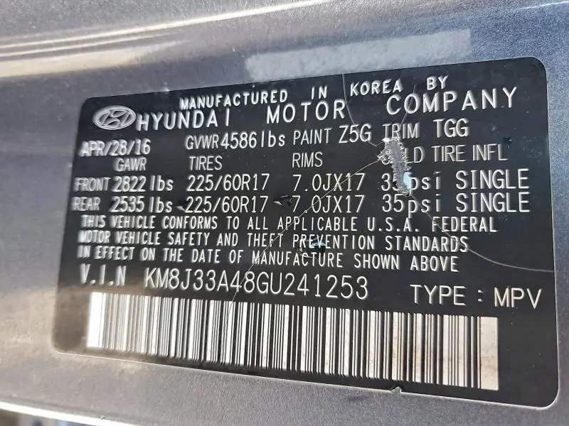 2016 HYUNDAI TUCSON LIMITED  