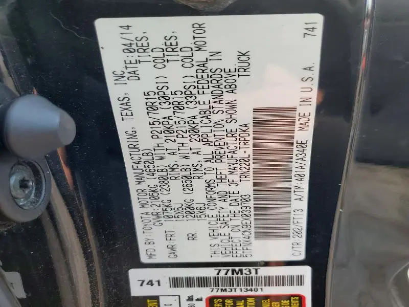 2014 TOYOTA TACOMA BASE  