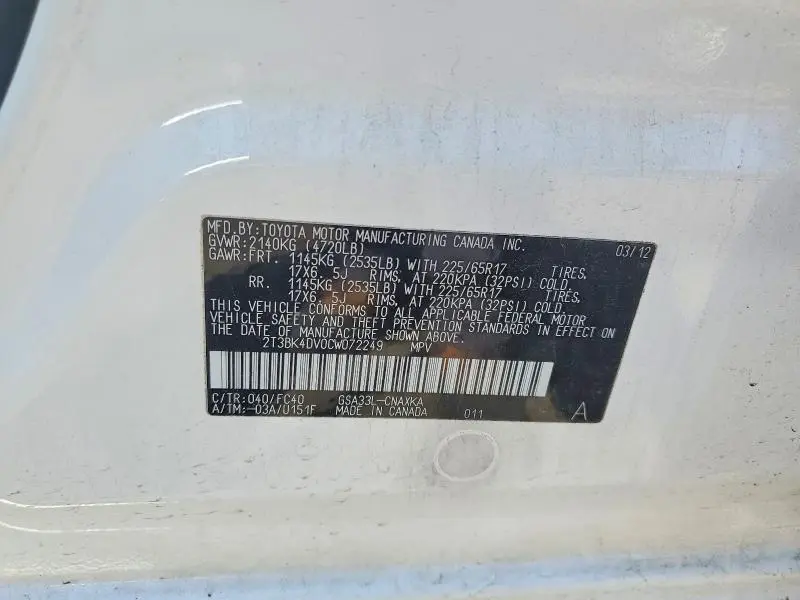 2012 TOYOTA RAV4 BASE  