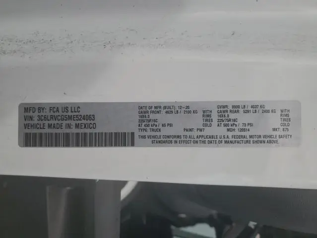 2021 RAM PROMASTER 2500 2500 HIGH  