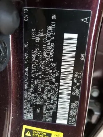 2013 TOYOTA HIGHLANDER BASE  