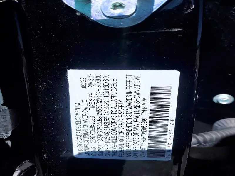 2022 HONDA PILOT BLACK  