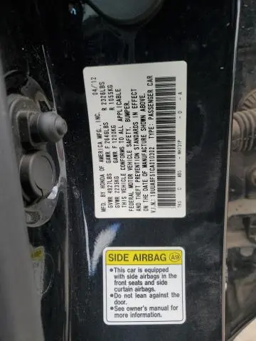 2012 ACURA TL