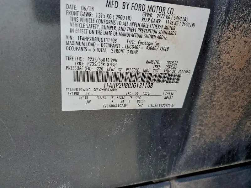 2018 FORD TAURUS SEL  