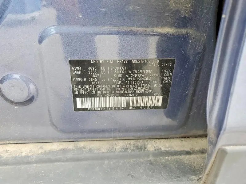 2016 SUBARU OUTBACK 2.5I LIMITED  