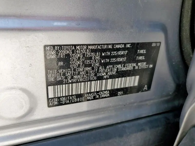 2019 TOYOTA RAV4 XLE  