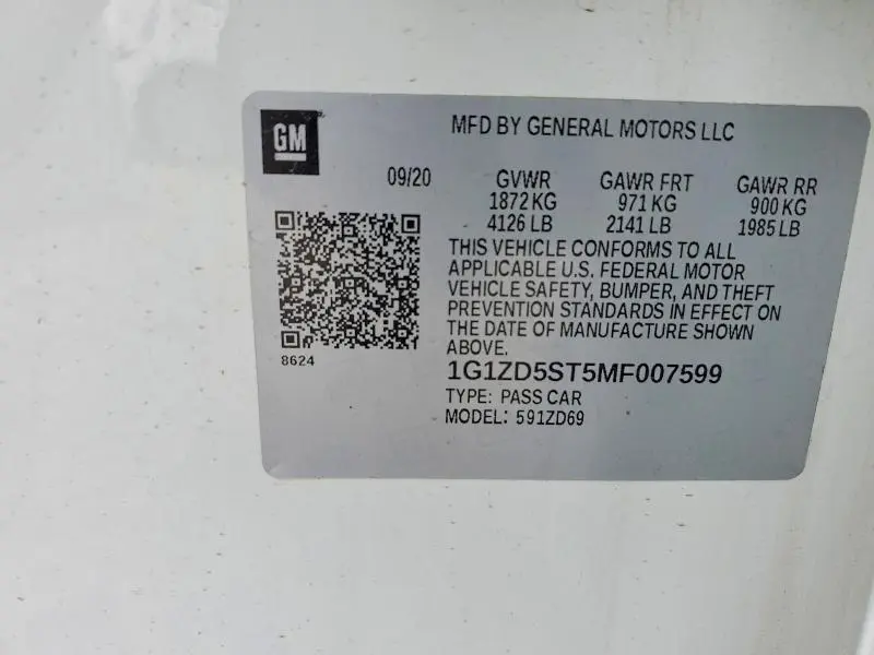 2021 CHEVROLET MALIBU LT  