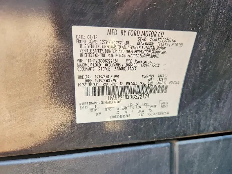 2013 FORD TAURUS SEL  
